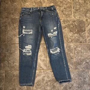 Women's Distressed Blue Jeans